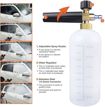 Foam Cannon Adjustable With 1/4 Quick Connector Foam Blaster for Pressure Washer Gun Car Pressure Washer
