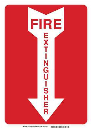 FIRE EXTINGUISHER SIGN, 10 X 7IN, R/WHT, AL - addinstock